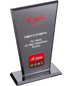 Kristal Plaket - Füme / 12 x 21 cm