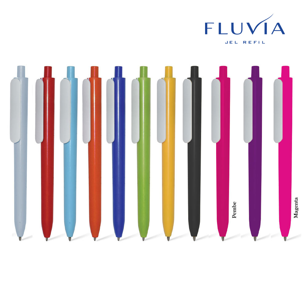 Fluvia İnce Jel Tükenmez Kalem - Beyaz