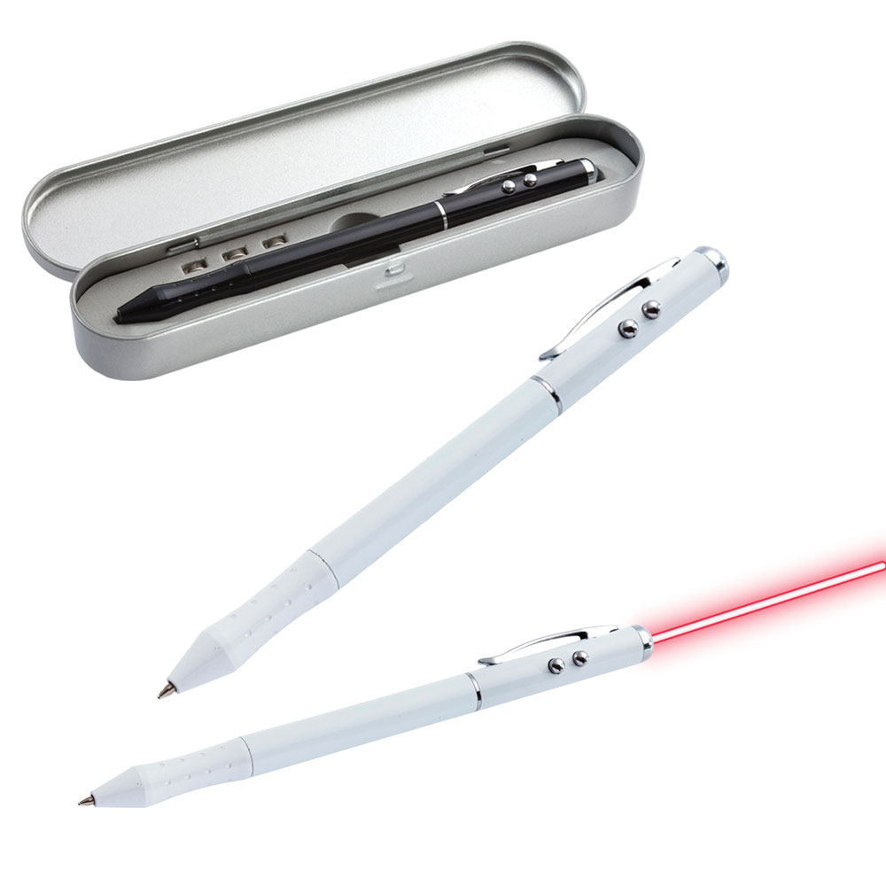 Işıklı Lazer Pointer Kalem - Beyaz
