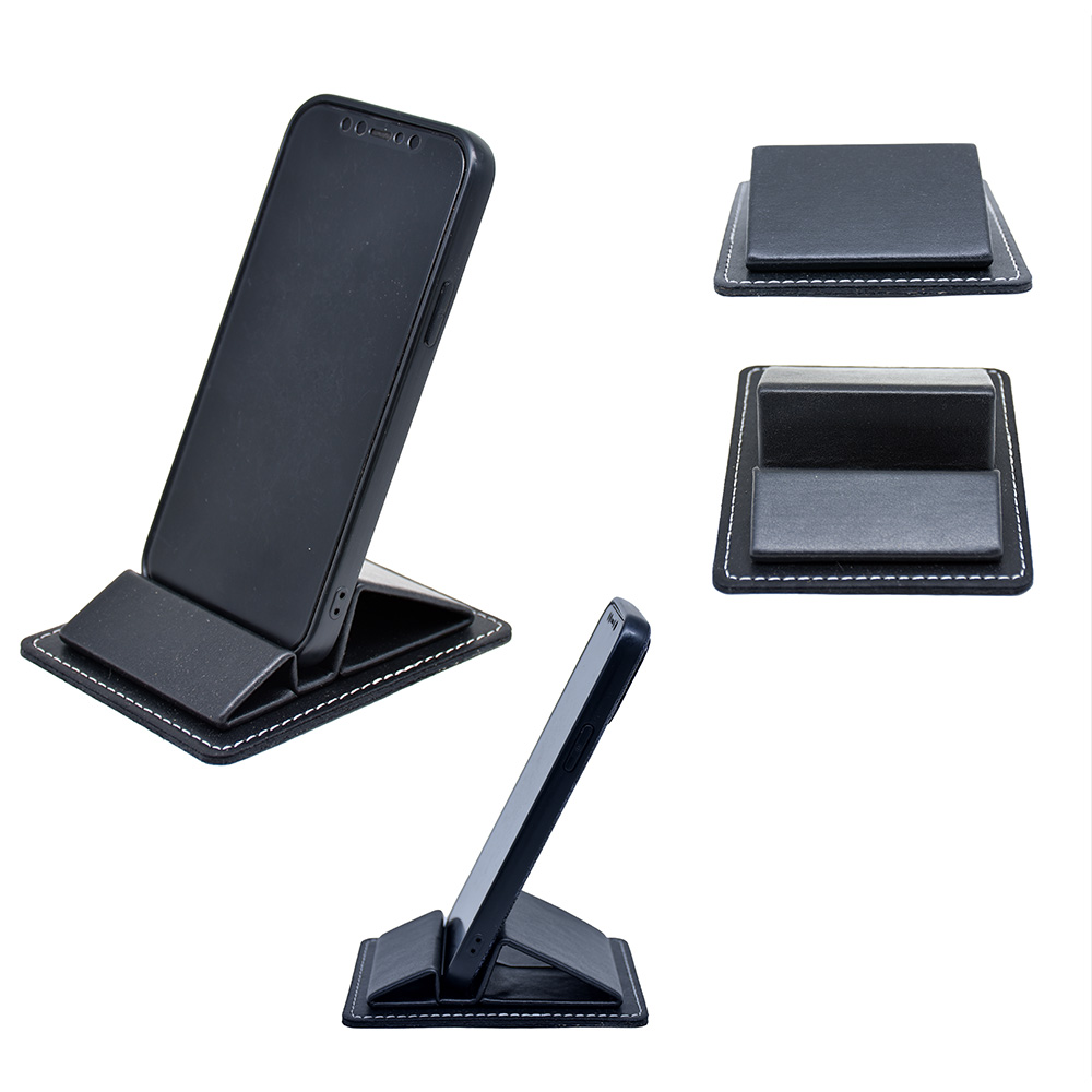 Suni Deri Telefon Standı - Siyah