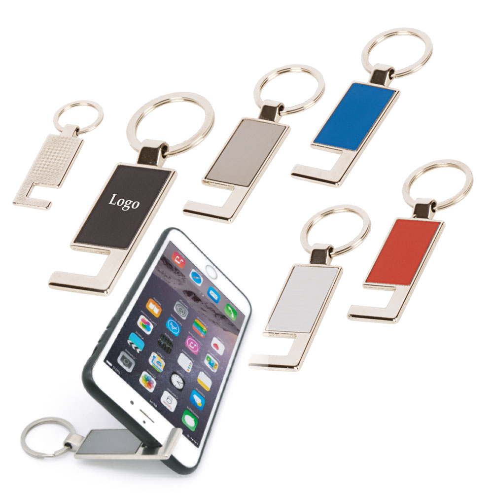 Metal Telefon Standı Anahtarlık - Gümüş
