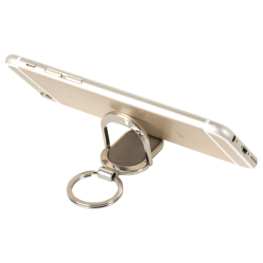 Telefon Standlı Metal Anahtarlık - Gümüş