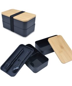 Bambu Kapaklı Plastik Yemek Kutusu - Bambu
