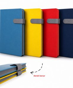 Termo Deri Kenarları Boyalı ve Mıknatıslı Defter - Lacivert