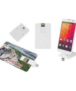 16 GB OTG Özellikli Kartvizit USB Bellek - Beyaz / 16 GB