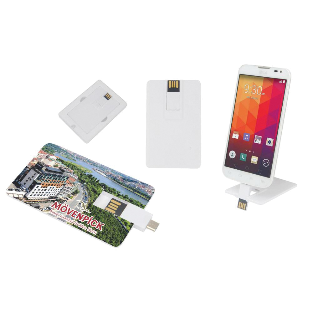 16 GB OTG Özellikli Kartvizit USB Bellek - Beyaz / 16 GB