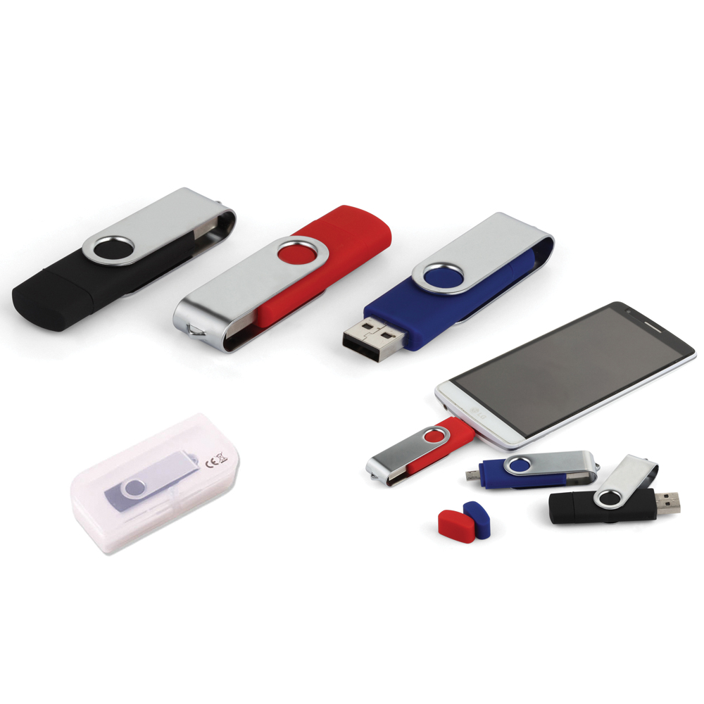 16 GB Döner Kapaklı USB Bellek (OTG Özellikli) - Kırmızı / 16 GB