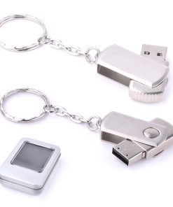 16 GB Döner Kapaklı Metal Anahtarlık USB Bellek - Gümüş / 16 GB