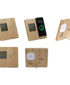 Masaüstü Bambu Saat Wireless Mobil Şarj Cihazı - Bambu