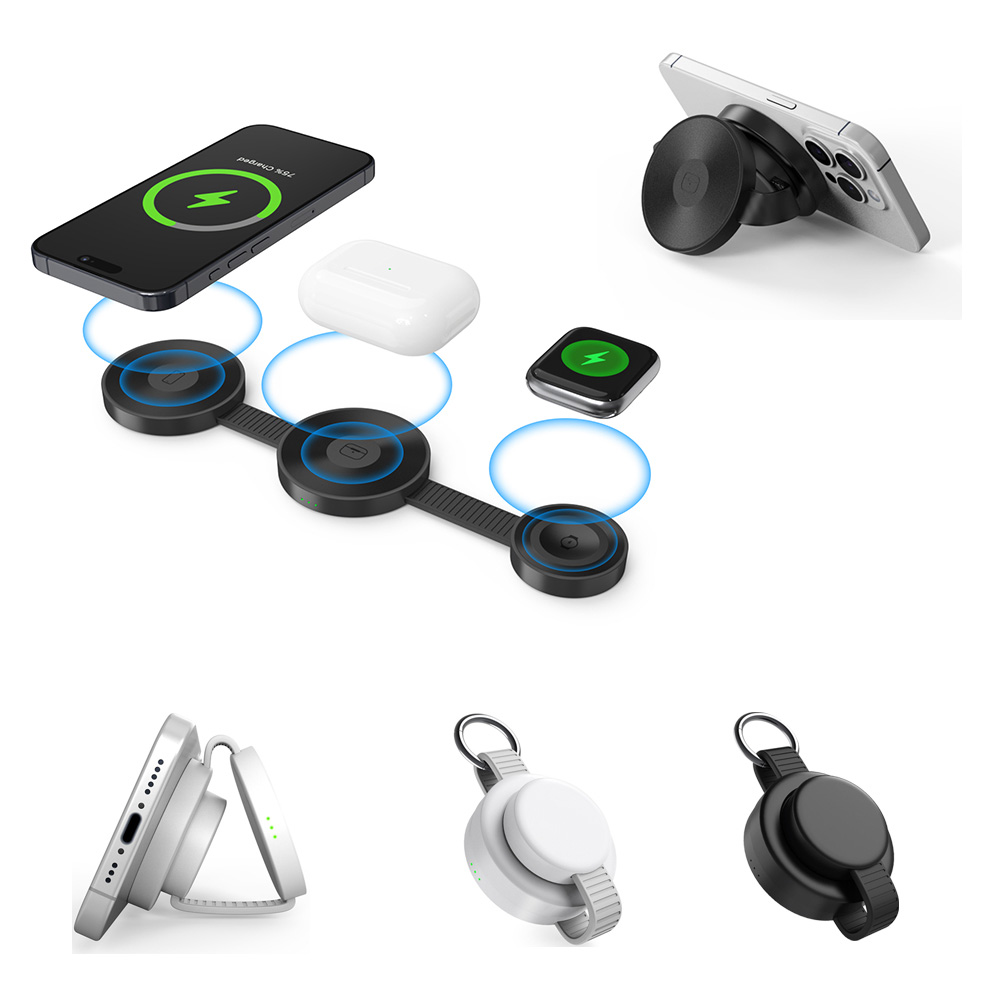 3'ü 1 Arada Wireless Kablosuz Şarj Cihazı - Beyaz