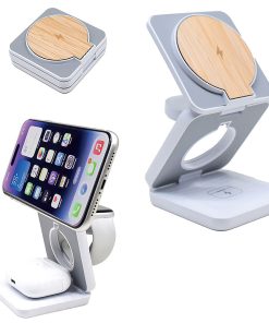 3’ü 1 Arada Katlanabilir Wireless Şarj Cihazı - Bambu