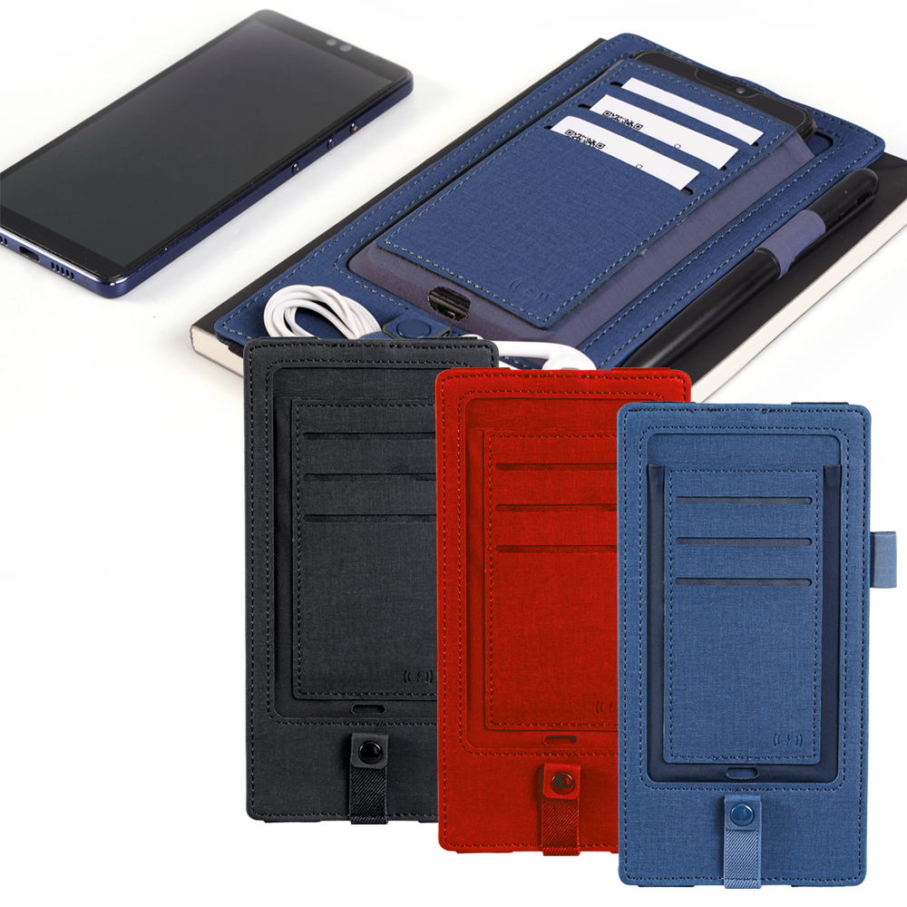 Wireless Şarj Özellikli Defter Kılıfı - Siyah